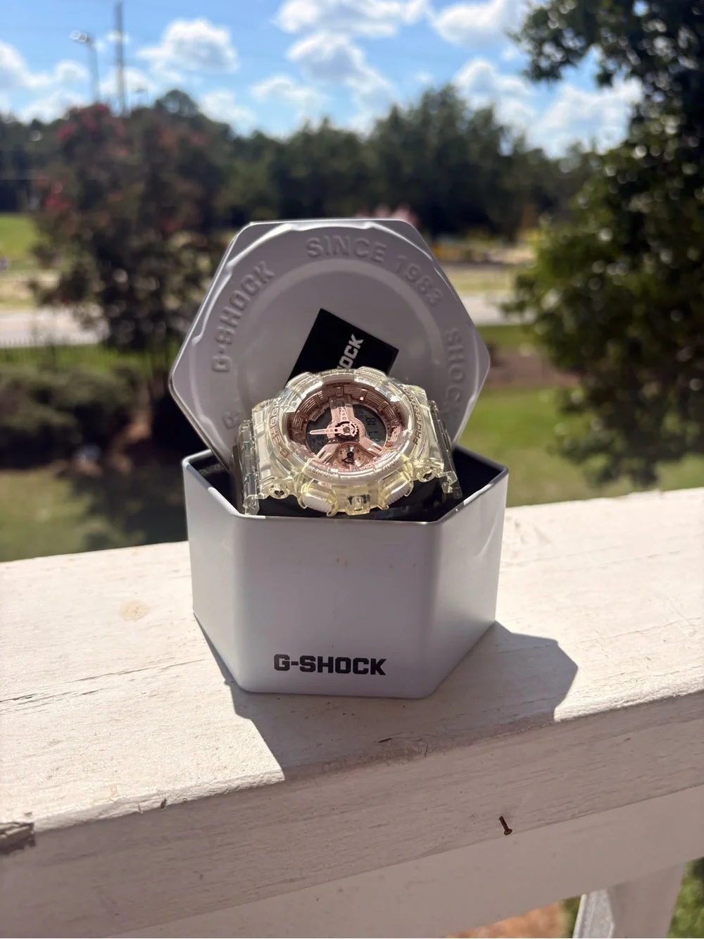 G-Shock Women’s Clear Transparent Resin Watch with Rose Gold Dial